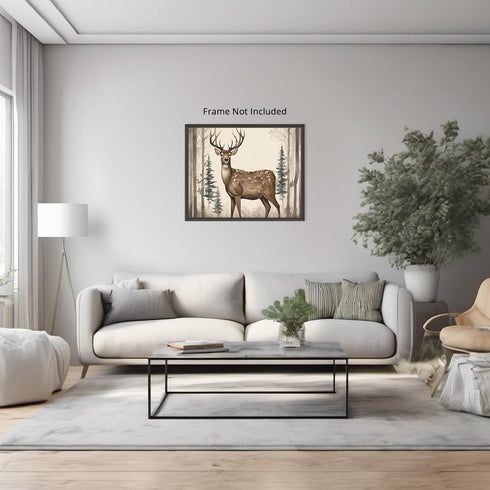 Posterizer 1 pcs- A deer in a foggy jungle with tall trees-Art for Animal Lovers-Landscape & Nature Art- Gift for Men Women Teens-Living Room Bed...